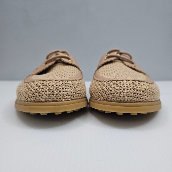 Dolce Vita Darsen Woven Loafer Womens 8 Tan Raffia Lace Up Boat Shoe Casual NEW - Picture 7 of 15